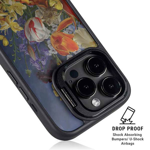 Tabby Cat with Flowers by Nene Thomas iPhone 16 Pro Kickstand Case